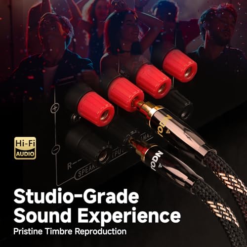TODN 6.5ft 99.9999% OCC Speaker Cable with Banana Plugs and Spade Plugs | Aluminum Foil Shielding, 24K Gold-Plated Plugs, Pure Copper Shells, Nylon Braided, for Speakers Home Theater Amplifier Stereo - color: Speaker Cable Max, size: 2m