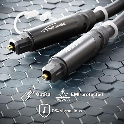 KabelDirekt – TOSLINK Cable – 13ft, Cap – Soundbar | Digital S/PDIF, stereos/amps, home cinema, Xbox One/PS4 - color: Black, size: 4m