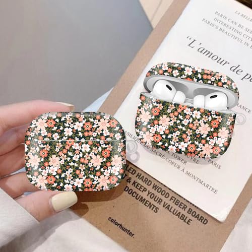 Compatiable for AirPod Pro 2nd/1st Generation Case,Lightweight & Durable Resistant Hard Case with Keychain,Stylish Design AirPod Case Cover for Women(Cute Pale Pink Flowers) - color: Cute Pale Pink Flowers
