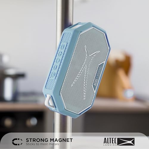Altec Lansing Portable Bluetooth Speaker HYDRAMINI 2.0, IP67 Waterproof, Portable, 12h Playtime, Wireless Pairing, USB-C Quick Charge, Magnetic Bluetooth Speaker, Voice Assistant Integration - color: Aqua/White