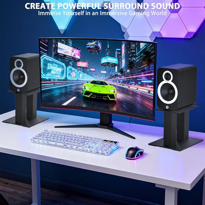 Desktop Speaker Stands 1 Pair for Small/Medium Bookshelf Speakers | Steel Studio Monitor Stands,Medium - size: 7.9"L x 6.5"W x 6"H