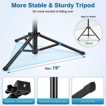 70" Phone Tripod with Remote & Holder, Portable Cell Phone Stand, Selfie Stick for Video Recording, Compatible with iPhone 14/13 Pro Max/Android/Camera - size: 70 inch