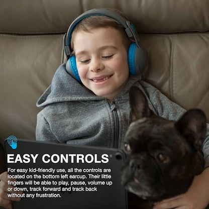 JLab, JBuddies Studio 2, Kids Wireless Headphones, On Ear, Bluetooth, Volume Limiter, Share Mode, Foldable, Grey/Blue
