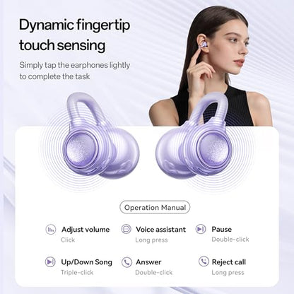 Open Ear Earbuds Open Ear Headphones Wireless Bluetooth 35Hrs Playtime Stereo Sound Ear Buds Wireless Charging Case Digital Display Open Earbuds for Running, Workout, Travel, and Daily Use (Black) - color: Black