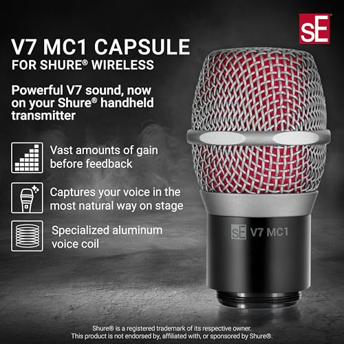 SE ELECTRONICS V7-MC1-X-BLK V7 X Mic Capsule for Shure Wireless System, Black | DMC7 X dynamic capsule with neodymium magnets and all-metal chassis for Shure transmitters, vocals and live performance - color: Shure - Instrument - Black, style: MC1 = Shure