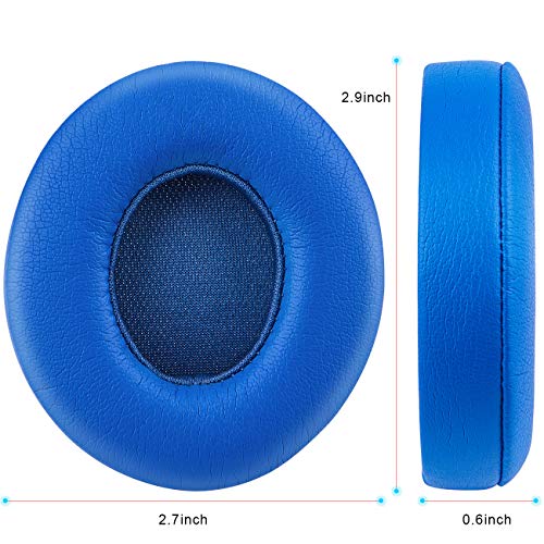 Professional Replacement Ear Pads for Beats Solo 2 & Solo 3 Wireless On-Ear Headphone/Soft Protein Leather/Noise Isolation Memory Foam/Strong Adhesive Tape/Cloud Like Comfort/Extra Durable - color: Blue