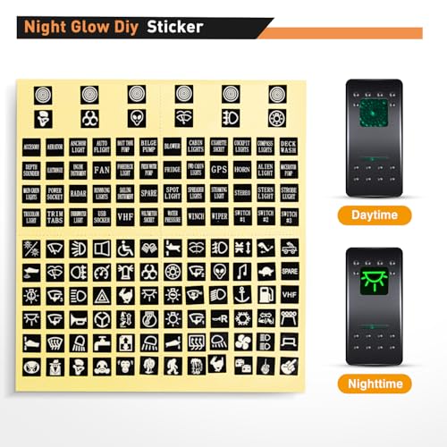 Nilight 5 Gang Rocker Switch Panel SPST On Off Toggle with DIY Label Sticker | 5PIN Electrical 12V/20A 24V/10A Aluminum Plate with Pre-Wired Jumper Wires for LED Light Bar RV Boats 4X4 Cars Green - color: Green, size: 5 Gang