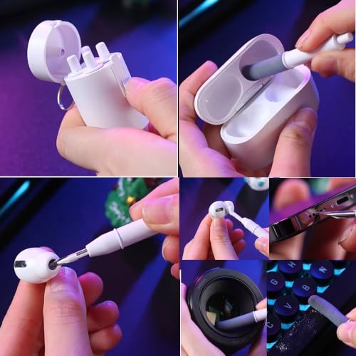 Earbud Cleaning Kit Phone Charging Port Phone Cleaning Kit Keyboard Cleaner 4 in 1 Black - color: black