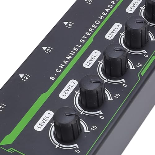 8 Channel Headphone Amplifier, 8 Outputs 1 Input Stereo Earphone Amp with Independent Volume Control for Studio and Stage (US Plug)