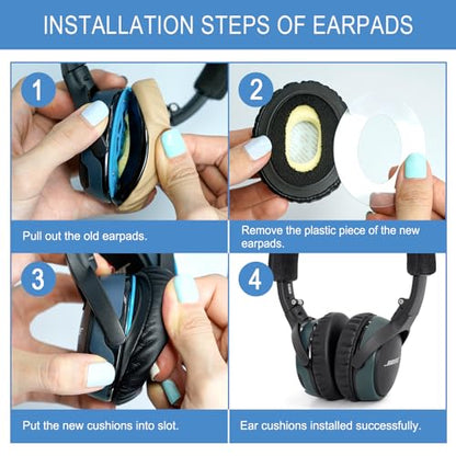 GEVO Ear Pads Cushions Replacement for Bose On-Ear 2 Headphones,Earpads for Bose OE2/OE2i/SoundTrue On-Ear/SoundLink, Earpads with High Dense Noise Isolation Foam,Protein Leather,Black&Blue