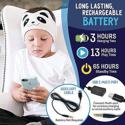 Toddler Headphones Wireless, Kids Bluetooth Earphones, Safe Volume - Wired School Headphones for Kids with 3.5 MM Jack and Travel Bag - Toddler Airplane Accessories for Boys & Girls - Panda - color: PANDA WIRELESS