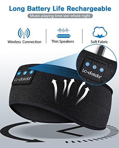 LC-dolida Sleep Headphones Bluetooth Music Band Headphones with Thin HD Stereo Speakers Perfect for Side Sleepers, Sport, Yoga, Travel - color: Black Stripe