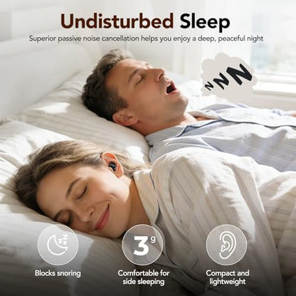 MINISO MS217 Sleep Earbuds, 4-1 Translation Earbuds with 165 Language & 8 Mode, Passive Noise Cancelling for Side Sleepers, Soft and Snug Fit, Stable Wireless Bluetooth 6.0 for Sleep, Work, Learn