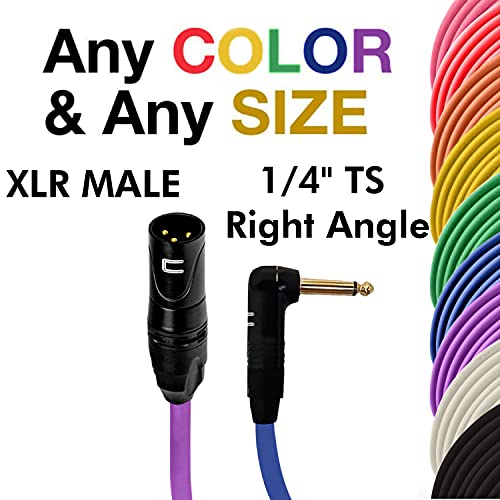 Unbalanced XLR Cable Male to Right Angle 1/4" TS - 10 Feet Red - Pro 3-Pin Microphone Connector for Powered Speakers, Audio Interface or Mixer for Live Performance & Recording