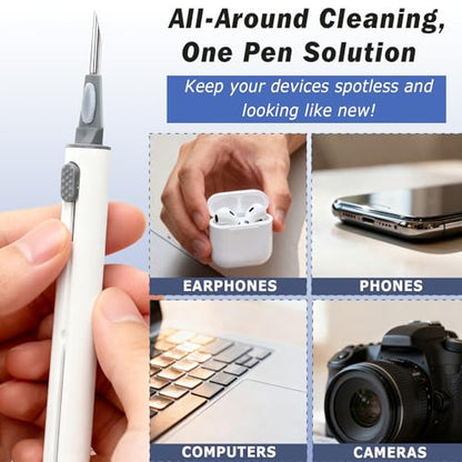 4-Piece Earbud Cleaning Kit for AirPods Pro 1/2/3 – Multi-Function Cleaning Pen with Flocking Sponge, Brush & Metal Tip for Bluetooth Headsets & Charging Cases