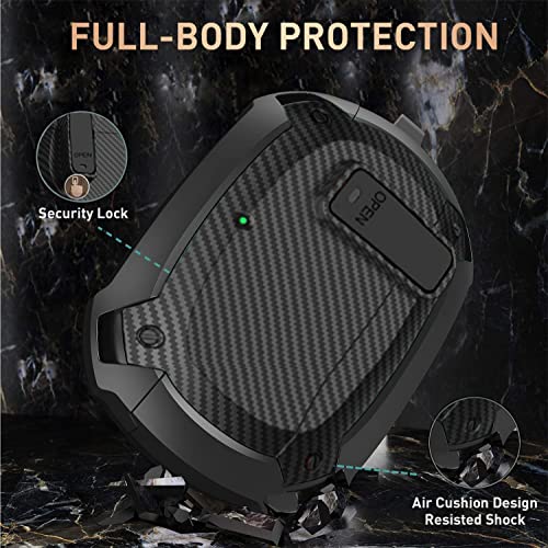 Compatible with Beats Studio Buds/Buds+ Case Cover 2021/2023, [Secure Lock] Cool Beats Studio Buds Plus Protective Shell Men Women with Keychain for New Beats Studio Ear Buds Case - Black[CASE ONLY] - color: Black - 1