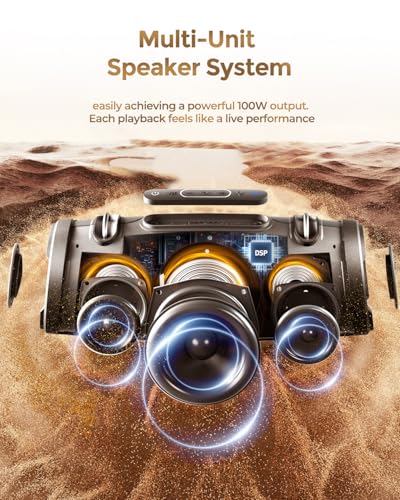 YEAHBOX P100 100W Portable Bluetooth Speaker, Outdoor Speaker, RGB - color: Black