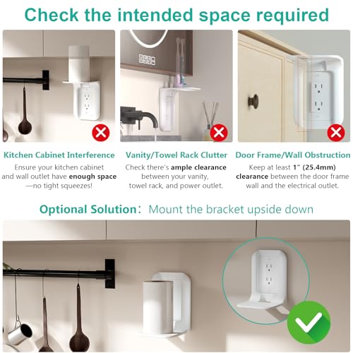 WALI Outlet Shelf Wall Holder, Bathroom Shelf up to 10lbs Standard Vertical Duplex Wall Organizer for Smart Home Decor Space Saving Power Tools, Toothbrush (OLS001-W), 1 Pack, White - size: Small