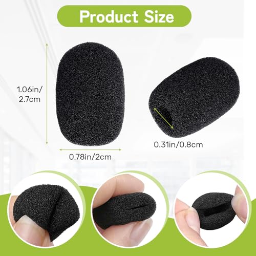 10PCS Lapel Microphone Cover Black Mic Headset Covers Foam Lavalier Microphone Windscreen for Headset Microphone Noise Reduction