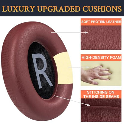 SOULWIT Replacement Earpads for Bose 700 (NC700) Wireless Headphones, Ear Pads Cushions with Softer Protein Leather, High-Density Noise Cancelling Foam, Added Thickness - Burgundy - color: Burgundy