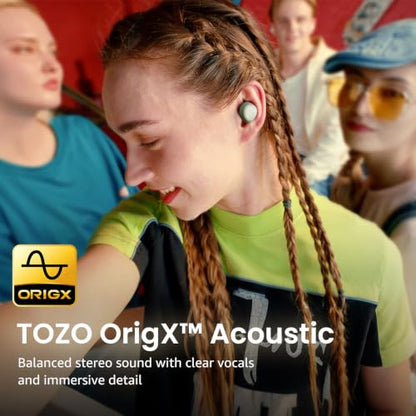 TOZO A1 Wireless Earbuds Bluetooth 5.3 Light Weight in Ear Headphones | IPX5 Waterproof, 2 Mics for AI Calls, Immersive Premium Sound Bass Ear buds with Charging Case, 32 Presets EQ via TOZO App - color: Green