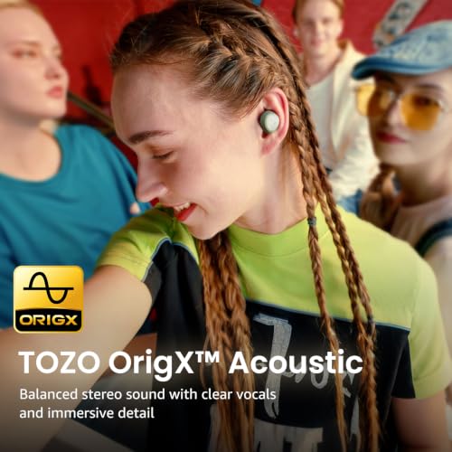 TOZO A1 Wireless Earbuds Bluetooth 5.3 Light Weight in Ear Headphones | IPX5 Waterproof,2 Mics for AI Calls,Immersive Premium Sound Bass Headset with Charging Case,32 EQ via App Green - color: Green