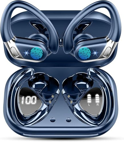 2026 Ear buds Wireless Earbuds, Bluetooth 5.4 headphones Sport 50 Hrs | Noise Cancelling Running Headphones, Over Ear Earbuds with Ear Hooks, Bluetooth Earphones with IP7 Waterproof for Android/iOS - color: Green