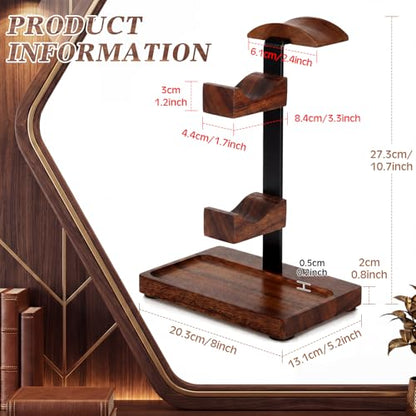 Headphone Stand with Controller Holder, Deep Walnut - color: Deep Walnut