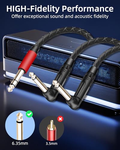Guitar Cable 1/4 inch TRS Stereo to Right Angle Dual 1/4 inch TS Mono Insert Cable,Stereo Y Splitter Cable,6.35mm TRS Male to 90 Degree Dual 6.35mm TS Male Audio Cord(5.9FT/1.8M) - style: 6.35 TRS to 90 Dual 6.35 TS（5.9FT/1.8M）