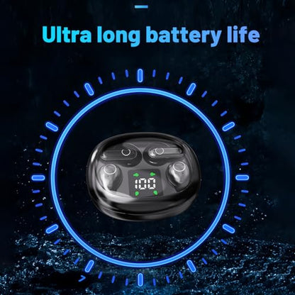 2-in-1 Mini Invisible Sleep Bluetooth Earbuds,Small Wireless Sleep Headphones for Side Sleepers,Bluetooth 5.4 Bass Stereo Sound Over-Ear Earbuds,Bluetooth Earbuds for Laptop/Phones/Sports (Black) - color: Black