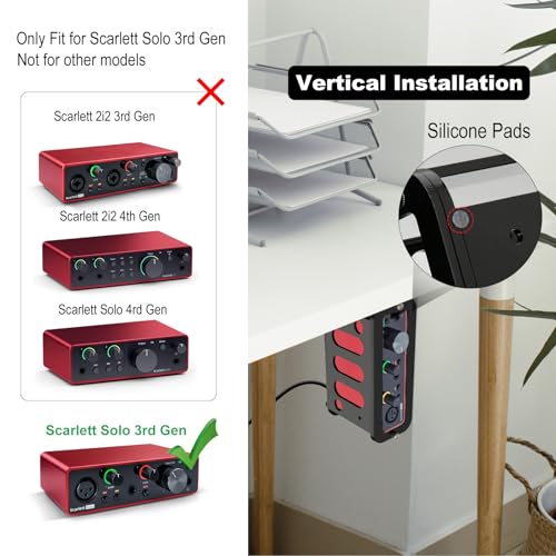 Under Desk Holder for Scarlett Solo 3rd Gen, Acrylic Under Desk Shelf Organizer Under Desk Mount Wall Mount Holder (Black) - color: Black