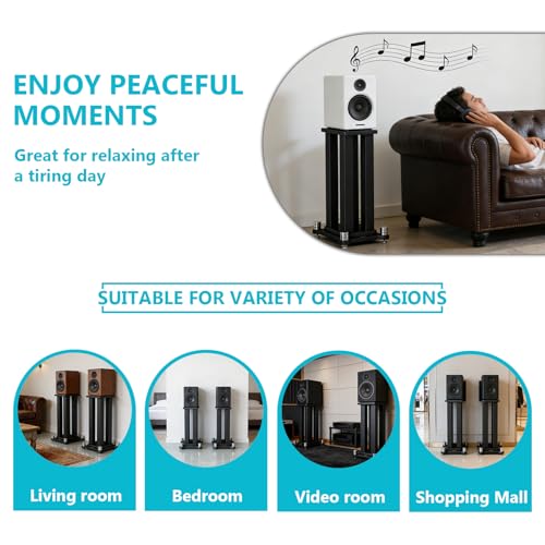 Universal Wooden Speaker Stands Pair, Heavy Duty Floor Standing Speaker Mount, Bookshelf & Studio Monitor Stands for Home Theater Surround Audio System (27.5in) - size: 27.5 in