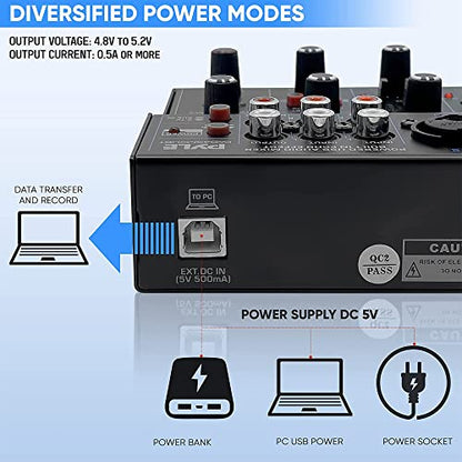 Pyle Professional Wireless DJ Audio Mixer - 4 Channel Bluetooth Controller Sound Mixer, USB Audio Interface, 2 Combo Jack XLR+6.35mm Mic/Line/Guitar in, 3.5mm, RCA AUX, Headphone Jack - PAD43MXUBT - size: 4
