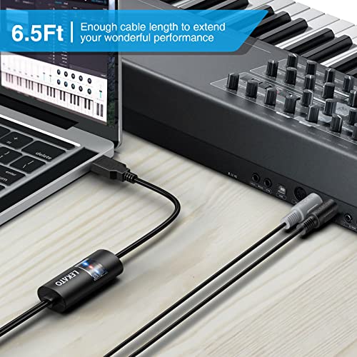 LEKATO USB MIDI Cable, MIDI USB Interface with Input & Output Connecting Piano Keyboard/Synthesizer for Editing & Recording Professional MIDI Cable Adapter with Windows/Mac for Studio -6.5Ft