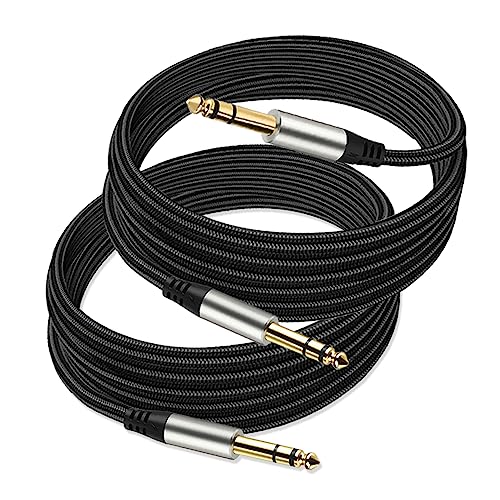 Pack of 2 TRS Instrument Cable 1/4 Inch Straight 6.35mm Male Jack Nylon Braided Studio Cord (6.6 Feet-2 Pack) - style: 6.6 Feet-2 Pack