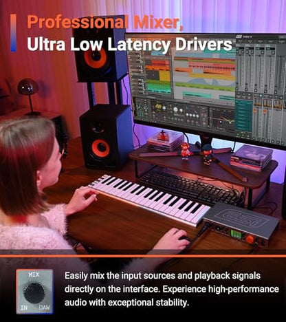 ESI Amber i4 – USB Audio Interface for Producers, Musicians, Singers, Songwriters, and Bands, 4-in/4-out with MIDI I/O, Professional Software Included - size: Amber i4 (2 Pre, 2 Line/4 Out)