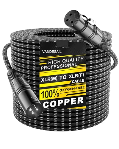 Long XLR Cables 150ft (46m), Nylon Braided XLR Extension Microphone Cable, OFC Shielded and Balanced XLR Male to Female Mic Cord for Preamp Recording Mixer Amplifie Speaker Black | OFC conductors, double shielding, balanced 3-pin XLR, metal connectors, fo