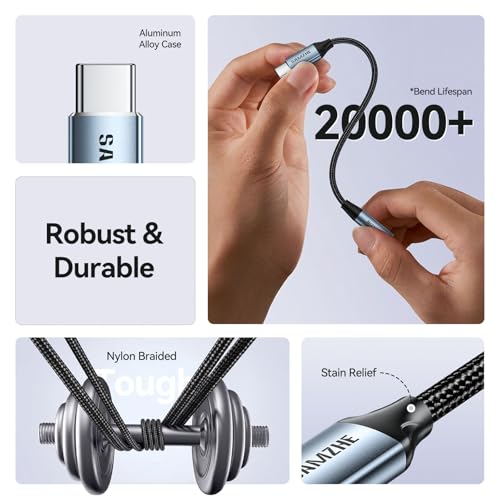 SAMZHE 2 Pack USB C to 3.5mm Audio Adapter, HiFi DAC Headphone Jack - size: 2 Pack