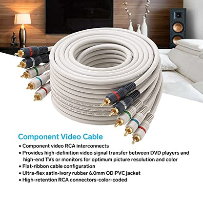STEREN Component Video Cable - 12 Ft RCA Cable - DVD Cables to Connect to The TV - Component Cables - 5 RCA Cable - RCA to Component - 5 RCA Component Video and Audio Cable - 3.6 Meters 254-612IV