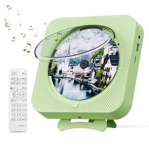MICOCIOUS Portable CD Player with Bluetooth Desktop CD Player for Home CD Music Players with Remote Control,Timer,Built-in Dual Speakers with LED Display Home Audio Boombox FM Radio (Green) - color: Green
