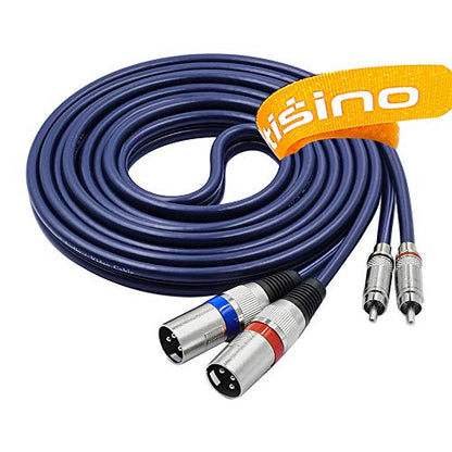 Dual RCA to XLR Male Cable, 2 XLR to 2 RCA/Phono Plug HiFi Stereo Audio Connection Microphone Cable Wire Cord Path Cable - 10 Feet / 3m - size: 10 FT