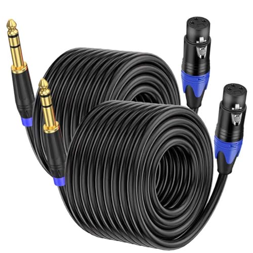 (100 FT 2 Pack) XLR to 1/4 TRS Balanced Adapter Cable, XLR Female to 1/4 Inch(6.35mm) Balanced Microphone Cable forMic, Speaker, Mixer, Amplifier - Studio, Live Performance, Stage, Recording - color: 100 feet -2 pack
