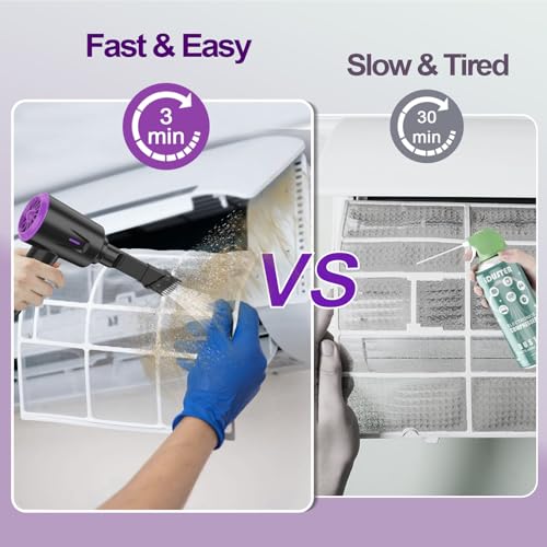 Air Duster - Compressed Air - 5.74 oz High Power Cleaning for Computer - PC - 2 Gear Air Blower (Black Purple) - color: Black Purple