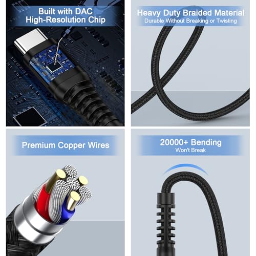 USB to 3.5mm Audio Aux Cable,2 in 1 3FT USB C & USB A to 3.5mm Male Audio - color: Black
