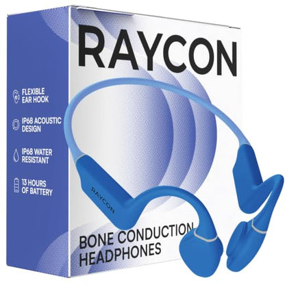 Raycon Bone Conduction Headphones Bluetooth - Open Ear Running Headphones, Sweat & Water-Resistant Earbuds with Mic for Sports & Workouts, 13hr Playtime (Blue) - color: Blue