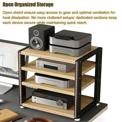 YLLFFLL Open Shelf Stereo Component Rack Stand Tabletop, 2 3 4 Tier Audio Racks and Av Media Cabinet with Footpad, Upright HiFi Cabinets and Stands Under Desk(#1,4 Layer) - color: #1, size: 4 layer