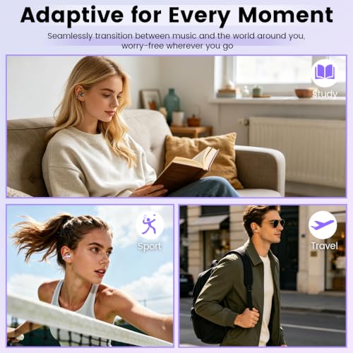 Open Ear Clip Headphones, Wireless Earbuds Bluetooth 5.4 The Over Ear Buds Earphones Built-in Mic with Ear Hooks, 36H Playtime,for iOS and Android (Black) - color: black
