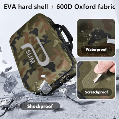 Carrying Case Compatible with PS5 SLIM 2023, Hard Shell Travel Case Protective Bag for Play Station 5 Slim Disc and Digital Edition Console, Controllers, Vertical Base, Disc and Cable Accessories