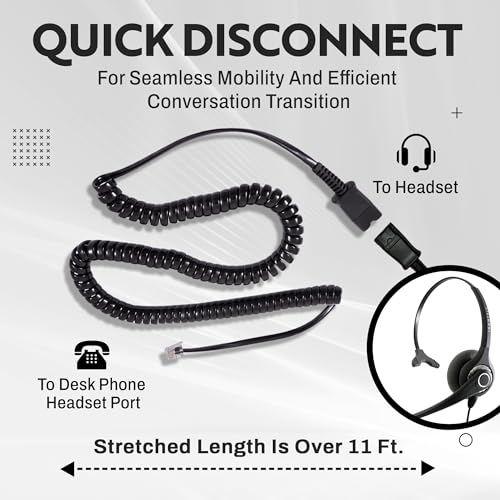 INNOTALK Phone Headset Compatible with Avaya 5620 5621 5625 6416 6424 QE4610 9404 9406 9408 9504 9508, QD Headset Adapter Cable + Noise Cancel Supersonic Monaural Desk Phone Headset - size: Superb Monaural