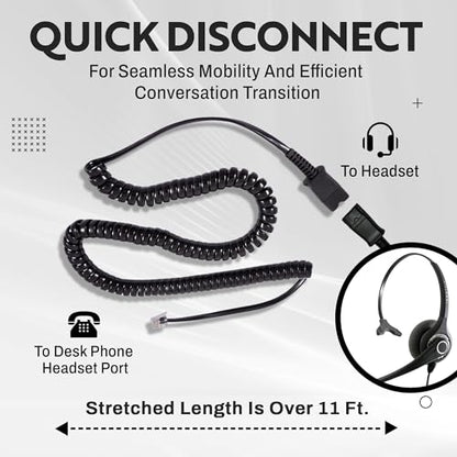 INNOTALK Phone Headset Compatible with Avaya 5620 5621 5625 6416 6424 QE4610 9404 9406 9408 9504 9508, QD Headset Adapter Cable + Noise Cancel Supersonic Monaural Desk Phone Headset - size: Superb Monaural